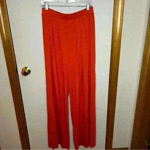 JLux Label Pull On Wide‎ Leg Flowy Pants Women XXL Orange Stretch Elastic Waist